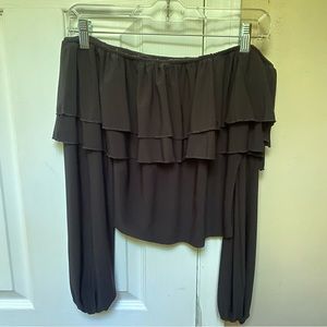 Black Off the Shoulder Ruffled Crop Top